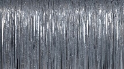 Silver foil or tinsel background with sparkles. Shiny, glowing striped background for party. Decorative wallpaper