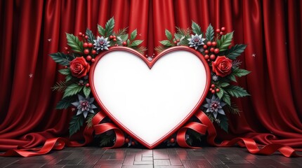 Theater Stage, Heart, Merry Christmas, New Year Visual Designs - Christmas Background