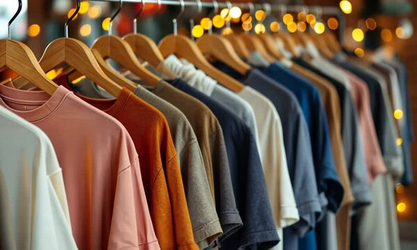 t shirts in a store textile clothing wear shopping fashion - Powered by Adobe