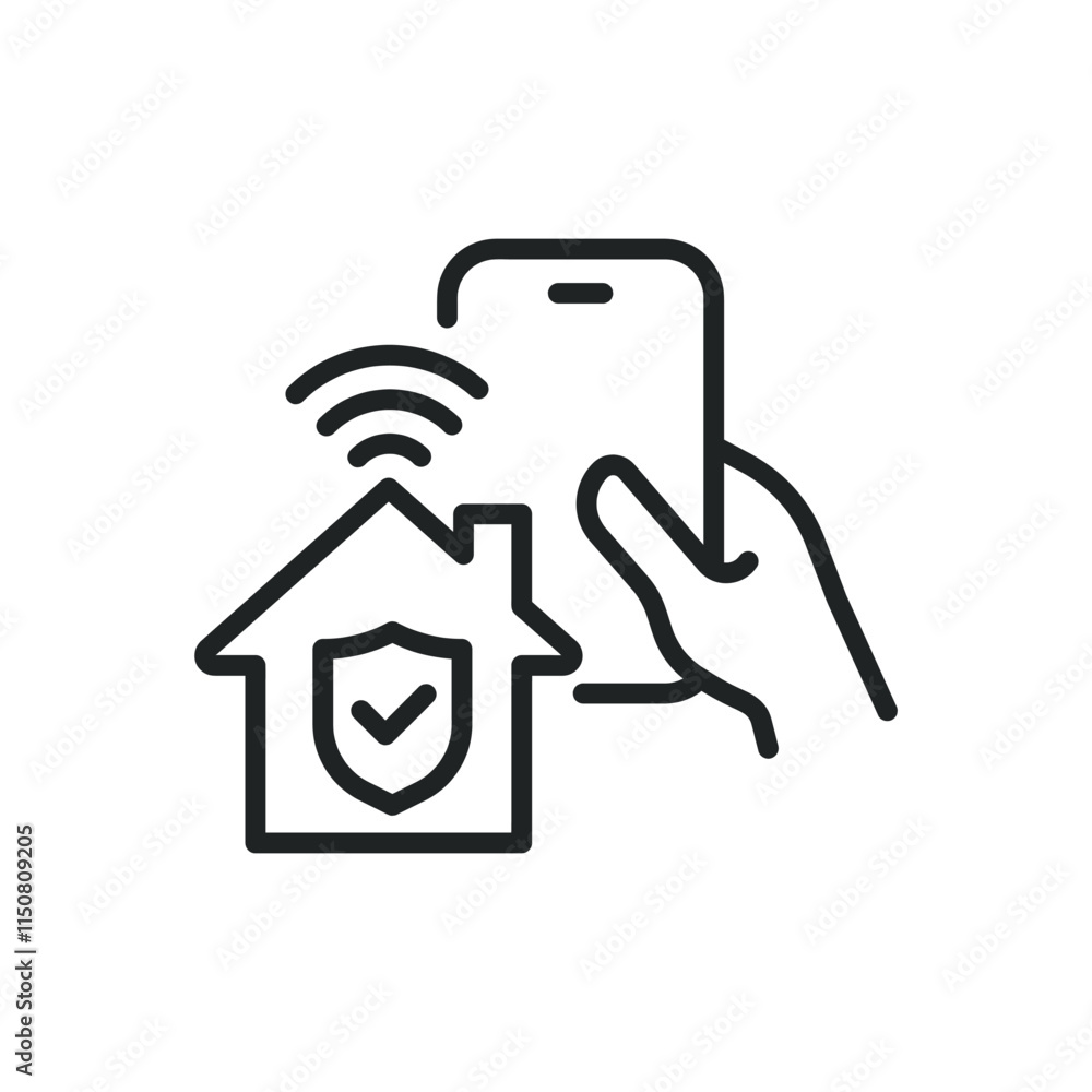 Poster smarthome thin line icons. editable stroke and perfect pixel on transparent background