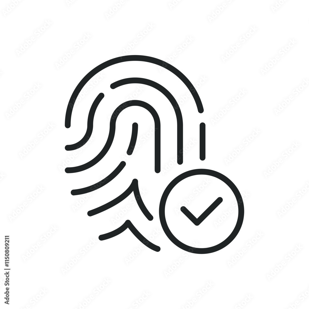 Poster fingerprint recognize thin line icons. editable stroke and perfect pixel on transparent background