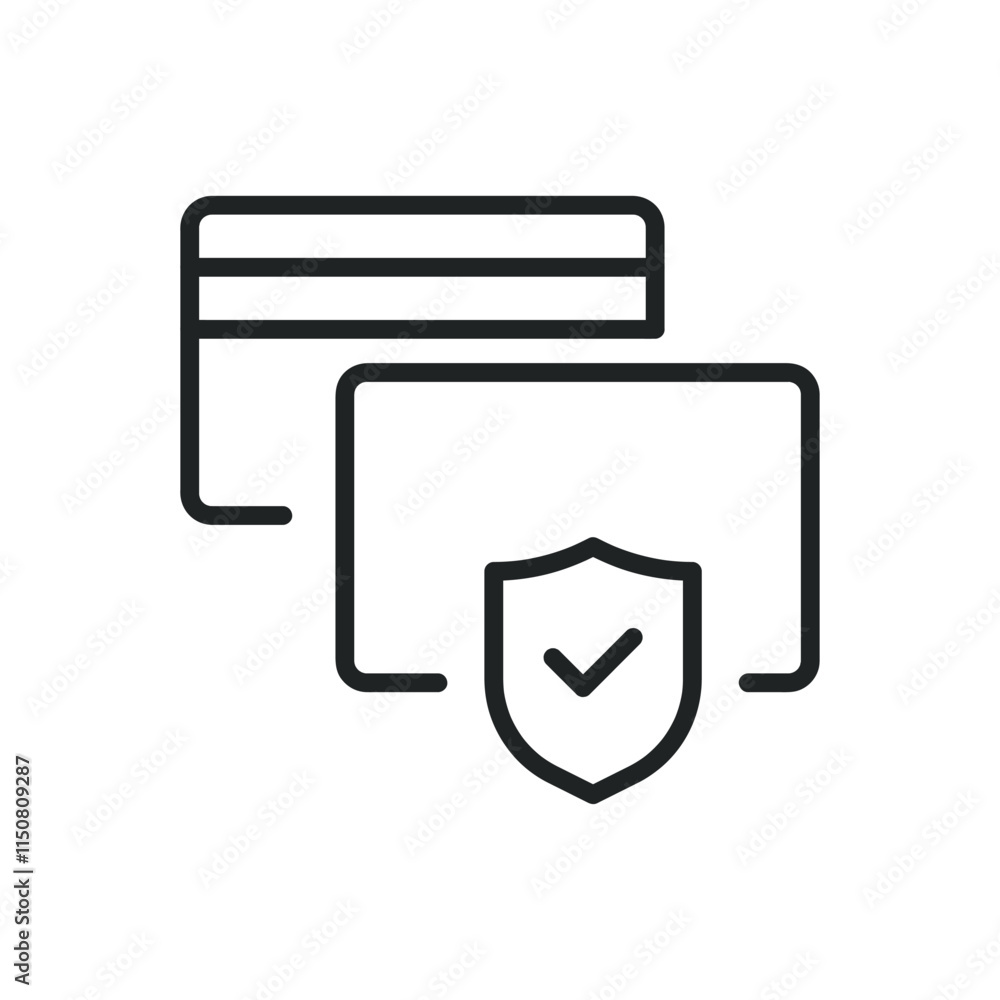 Poster secure payment thin line icons. editable stroke and perfect pixel on transparent background
