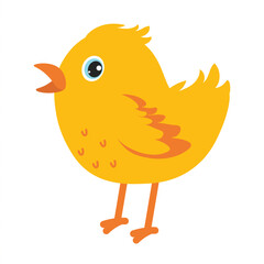 Cute yellow bird singing cheerfully in a colorful cartoon style