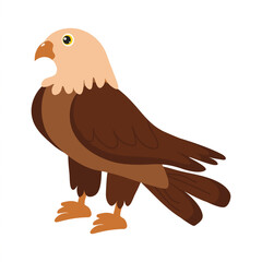 Brown eagle with a light head standing on the ground in a simple style
