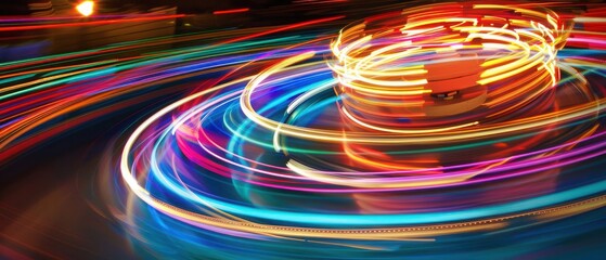 Light trails of the pendulum with colorful framing