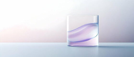 Fototapeta premium Stylish glass of water with gentle waves, reflecting modern elegance and simplicity on a serene background.