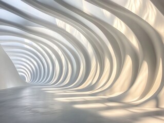 Obraz premium Abstract white curved tunnel interior.