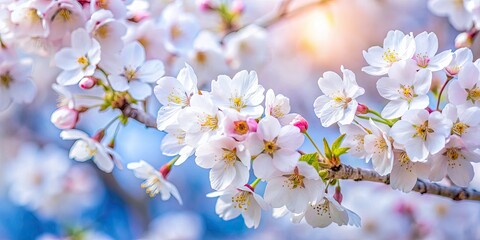 Obraz premium Close-up of pristine Osaka cherry blossoms, showcasing Japan's beautiful spring.