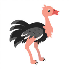 Colorful cartoon ostrich standing proudly in a playful, animated style