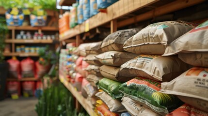 Organic Fertilizer Bags In A Farm