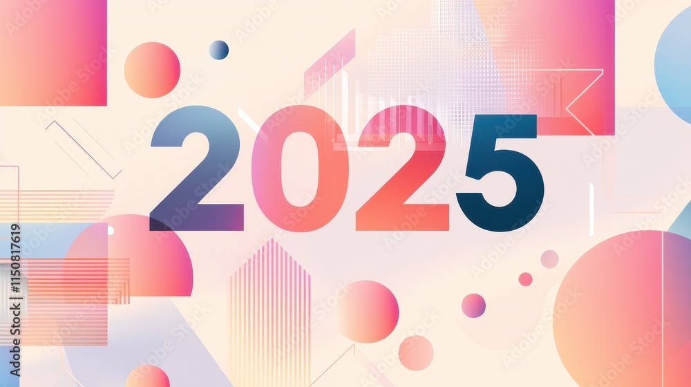 Poster minimalist design 2025 with clean elements in soft pastel colors and sans serif font style