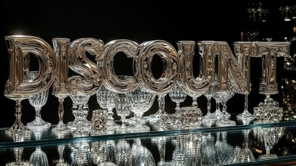 Elegant discount display crafted from silverware and crystal arrangements