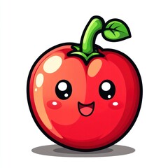 Obraz premium Cute cartoon cherry with a happy face.