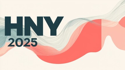 Minimalist New Year Celebration Design with Soft Lines and Elegant HNY 2025 Theme