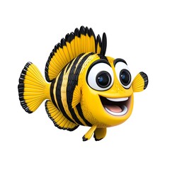 Cheerful Cartoon Fish with Bright Colors and Spiky Fins