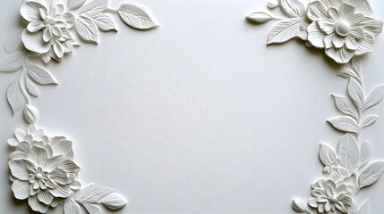 Elegant White Floral Relief Design for Background or Decoration