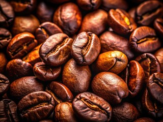 Obraz premium Dark silhouettes of roasted coffee beans, rich aroma implied, isolated for graphic impact.