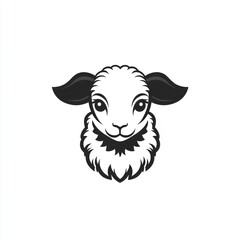 Obraz premium Cartoon lamb portrait, black and white.