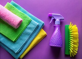 Hygiene Tools on Purple Background Macro