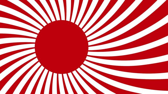 Circle Rising Sun Flag animation. Japanese traditional flag motion. red sunbrust animated 4k