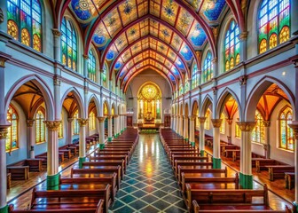 Obraz premium East Timor's Immaculate Conception Cathedral: a rule of thirds photograph captures the breathtaking beauty of its interior.