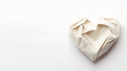 paper heart folded isolated on white