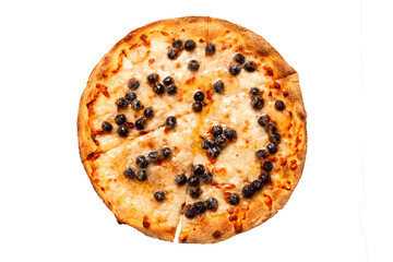 Honey brown sugar boba pizza on a white background. Isolated.