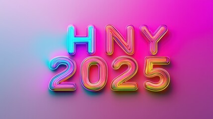 Colorful Gradient HNY 2025 Text on Bold Solid Background for Festive Celebrations and New Year Promotions