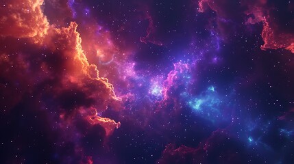 Fototapeta premium Cosmic Nebula: A Vivid Symphony of Colors in the Vast Expanse of Space
