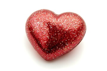 Obraz premium red love heart with sparkles isolated on white