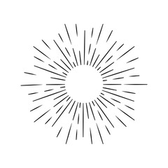 Fototapeta premium Vintage sunburst. Bursting sun rays. Firework. Logotype or lettering design element. Radial sunset beams. Vector illustration.