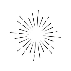 Obraz premium Vintage sunburst. Bursting sun rays. Firework. Logotype or lettering design element. Radial sunset beams. Vector illustration.