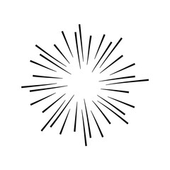 Fototapeta premium Vintage sunburst. Bursting sun rays. Firework. Logotype or lettering design element. Radial sunset beams. Vector illustration.