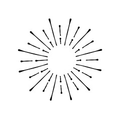 Obraz premium Vintage sunburst. Bursting sun rays. Firework. Logotype or lettering design element. Radial sunset beams. Vector illustration.