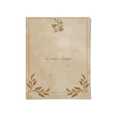 PAPER MOCKUP 101 editable vector of blank vintage paper with nature frame for brand identity