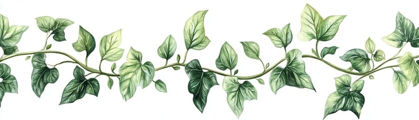 Hand-drawn seamless botanical illustration of ivy vines, muted green tones, classic style perfect for book covers and home decor