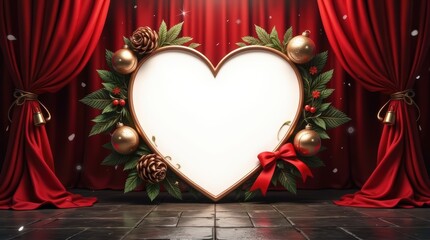 Theater Stage and Heart, New Year and Happy New Year Background images, Christmas Card...