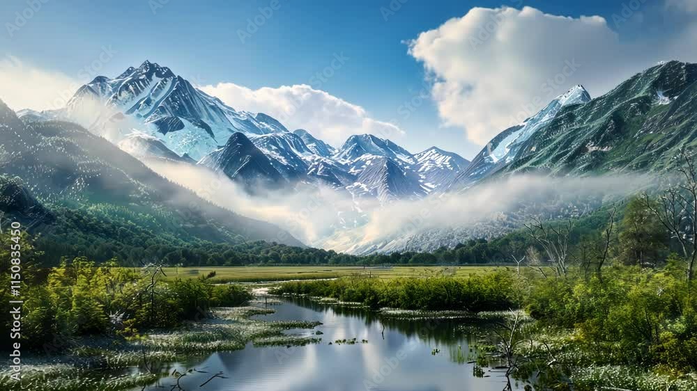 Poster a serene and otherworldly landscape created using the unique properties of synchrotron radiation.