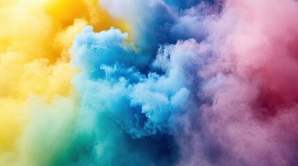 Naklejka premium Holi Colors Forming A Rainbow Cloud