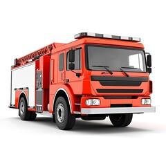Modern Car Fire Engine Transportation Isolated on White Transparent Background