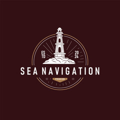 Lighthouse Logo, Sea Tower Vector, Template Design, Illustration Simple Minimalist