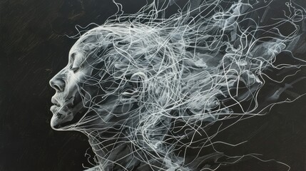 Abstract Portrait of a Woman with Flowing Hair