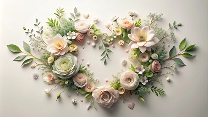 Heart-Shaped Arrangement of Pastel Artificial Flowers and Greenery