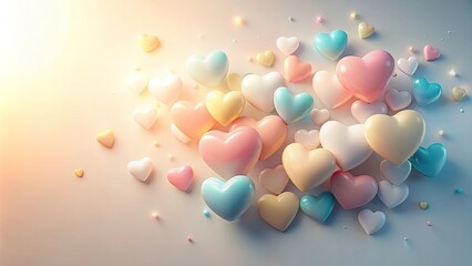 Pastel Hearts Background A Soft and Romantic Collection of 3D Rendered Hearts