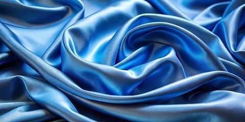 Fototapeta premium A Symphony of Draped Blue Satin, Soft and Flowing Like a River of Dreams