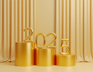 Golden 2025 - Stunning Image of Shimmering Gold Numbers on a Dark Background