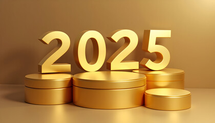 Golden 2025 - Stunning Image of Shimmering Gold Numbers on a Dark Background