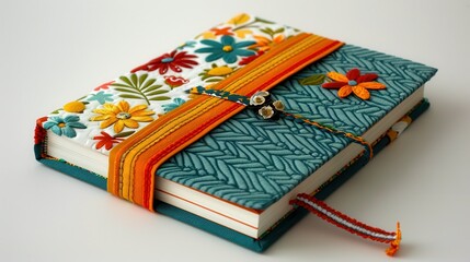 Colorful Handmade Book with Embroidered Cover