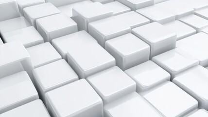 Fototapeta premium White 3D geometric abstract pattern with raised rectangular blocks