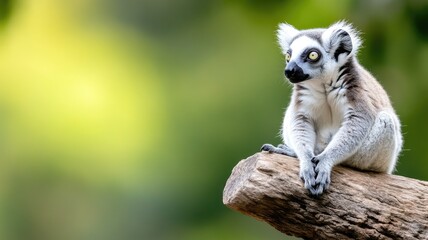 Fototapeta premium Lemur resting on tree branch in wild